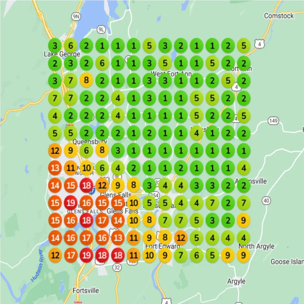 Restaurant local rank grid after