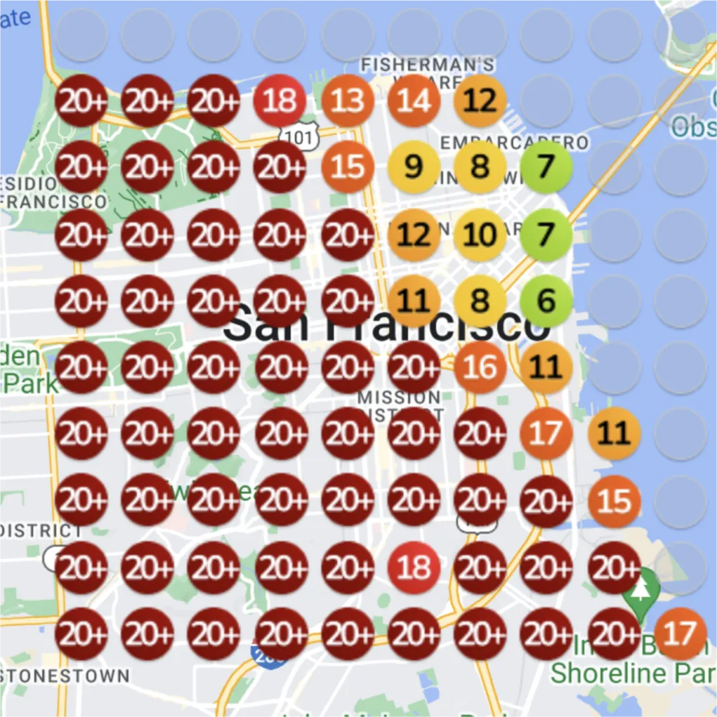 Restaurant local rank grid before
